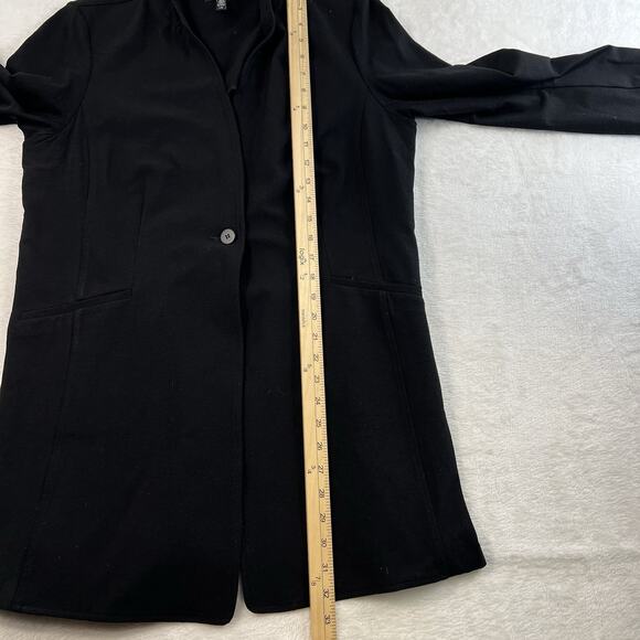 EILEEN FISHER L Large Washable Stretch Crepe Jacket Single Button Long Black - Picture 11 of 14